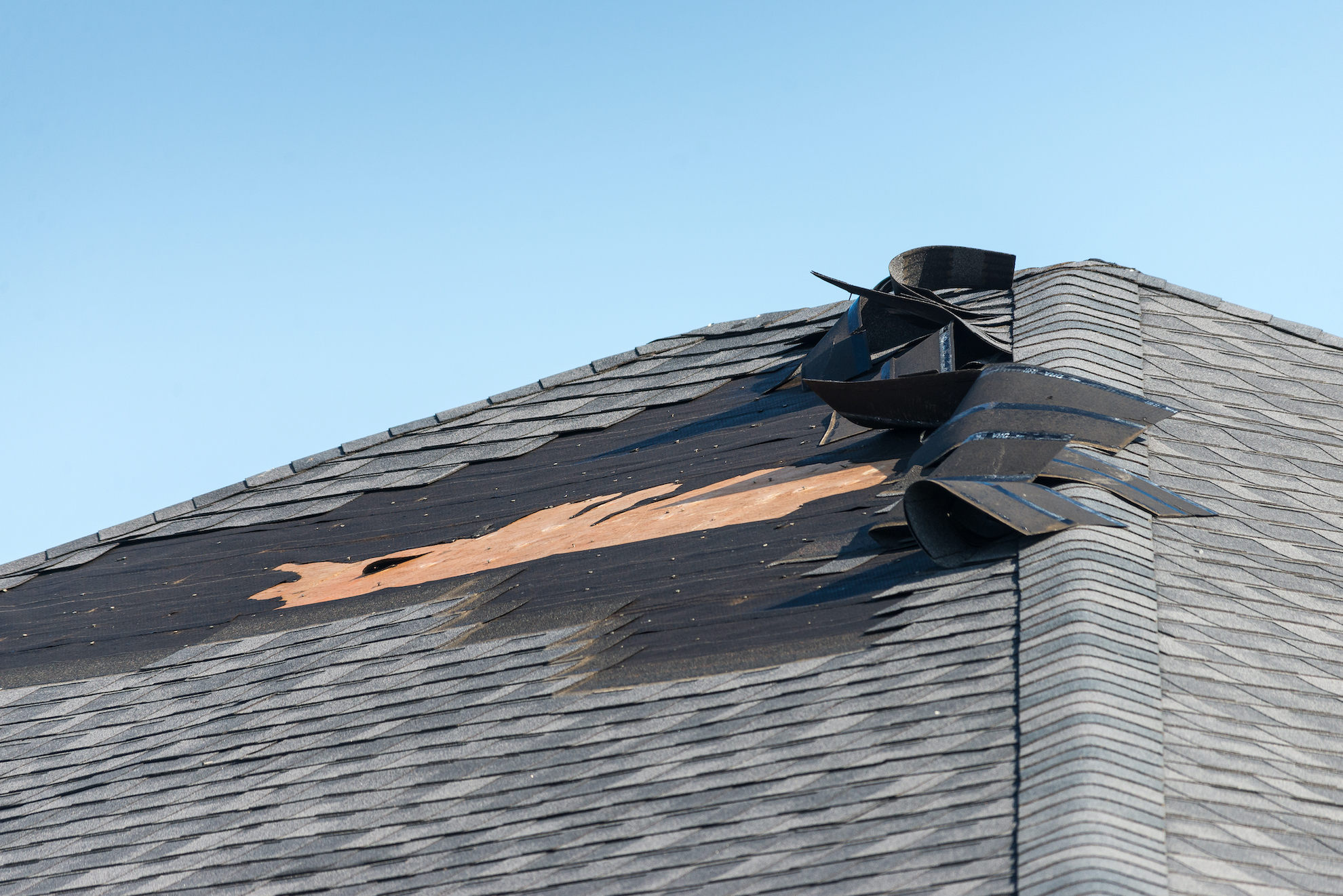 roof damaged by wind