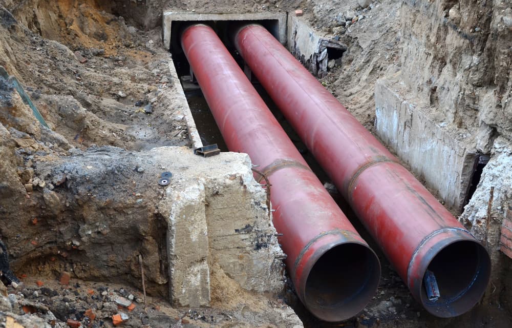 Installation and replacement of underground storm sewer pipes, water mains, sanitary sewer systems, and storm drains within the city, including cast iron drainage pipes.