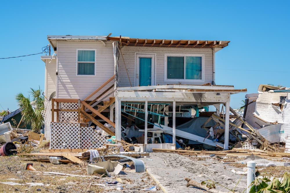 Two-Story Modular Home Destroyed by Hurricane.